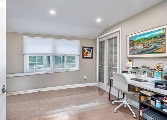 Home Office, Interior, Recessed Lighting, Wood Texture Flooring
