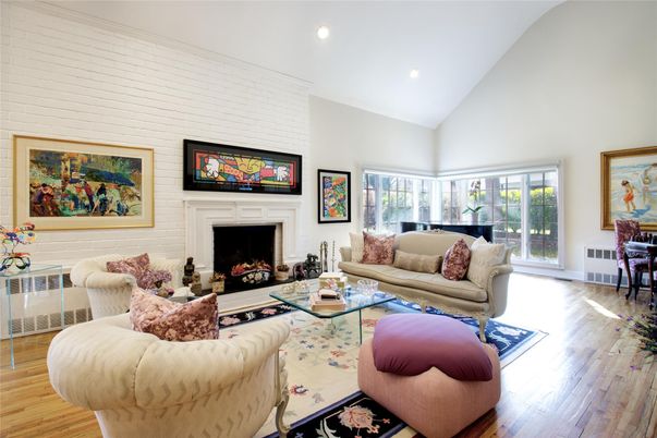 Fireplace, Interior, Living room, Piano, Recessed Lighting, Wood Texture Flooring