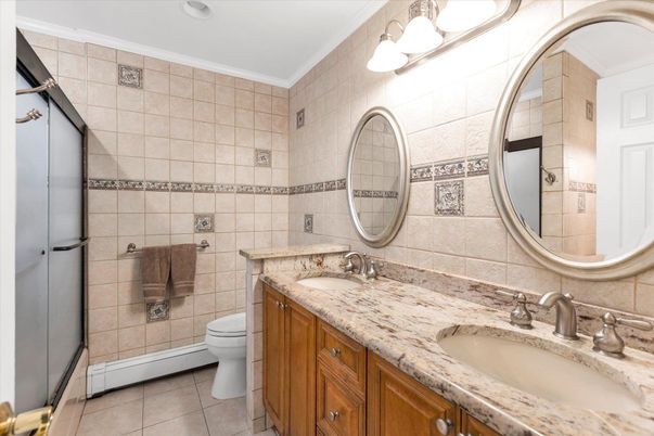 Bathroom, Dual Sink Vanities, Glass Shower, Interior