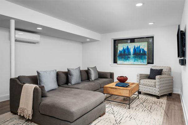 Interior, Living room, Recessed Lighting, Wood Texture Flooring