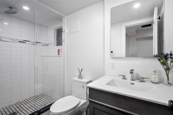 Bathroom, Glass Shower, Interior, Recessed Lighting