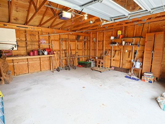 Garage, Interior, Wooden Beams, Wooden Ceilings, Wooden Walls