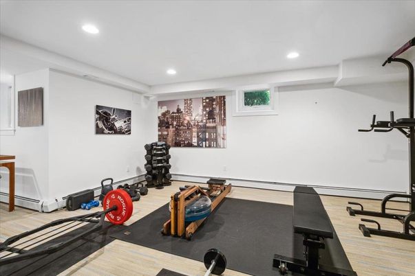 Fitness Equipment, Interior, Recessed Lighting, Wood Texture Flooring
