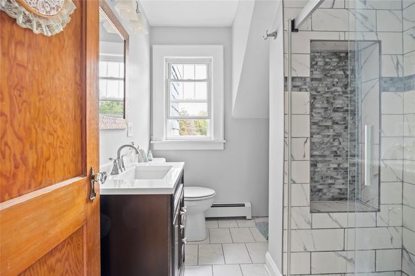 Bathroom, Glass Shower, Interior, Marble Walls