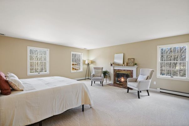 Bedroom, Fireplace, Interior