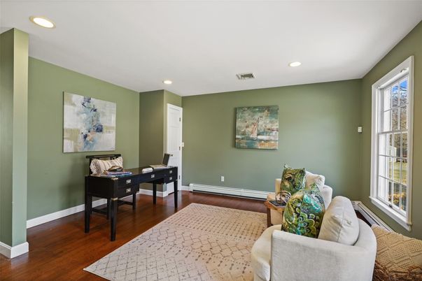 Home Office, Interior, Recessed Lighting, Wood Texture Flooring