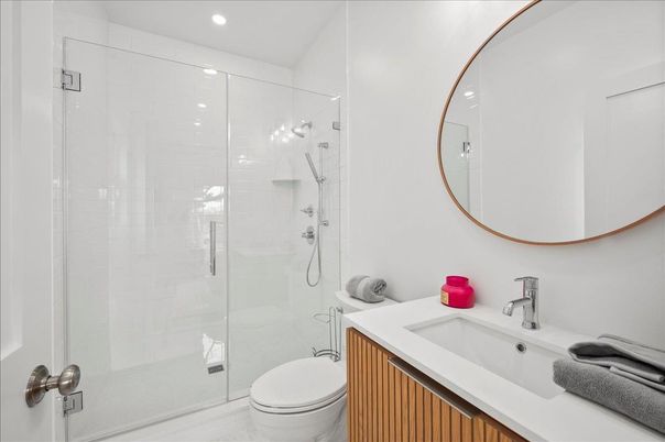 Bathroom, Glass Shower, Interior, Recessed Lighting