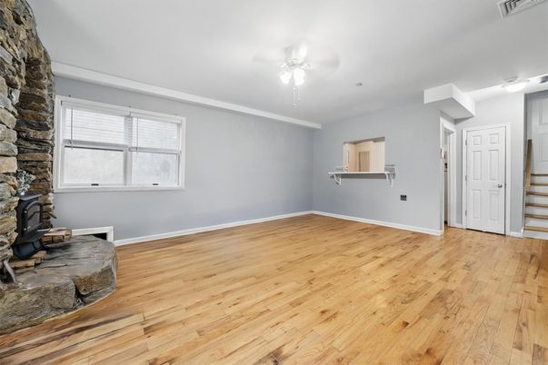 Empty room, Interior, Stone Walls, Wood Texture Flooring