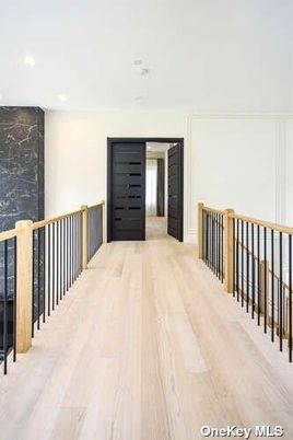 Interior, Marble Walls, Recessed Lighting, Wood Texture Flooring