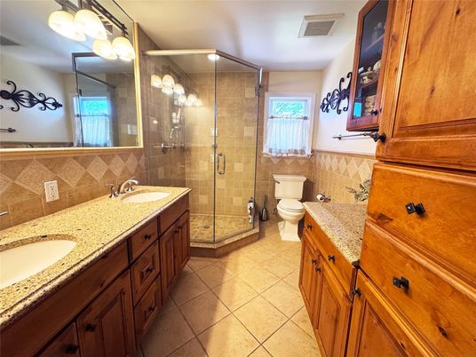Bathroom, Dual Sink Vanities, Glass Shower, Interior