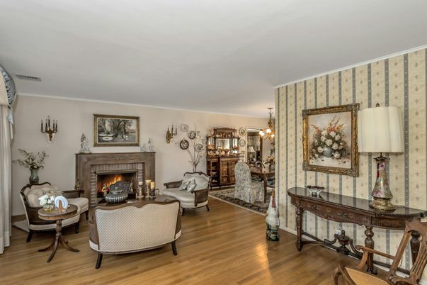Fireplace, Interior, Living room, Pendant Lights, Wood Texture Flooring