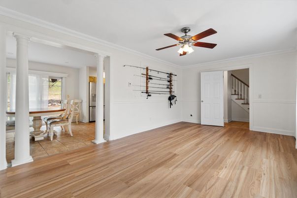 Dining room, Interior, Wood Texture Flooring