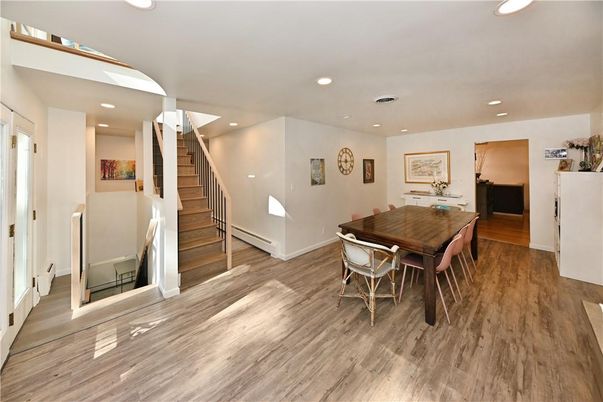 Dining room, Interior, Recessed Lighting, Wood Texture Flooring