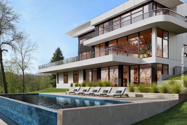 Backyard, Exterior, Facade, Pool, Modern