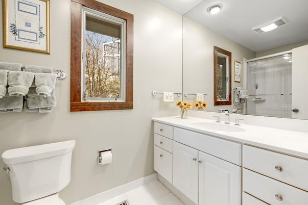 Bathroom, Glass Shower, Interior, Recessed Lighting
