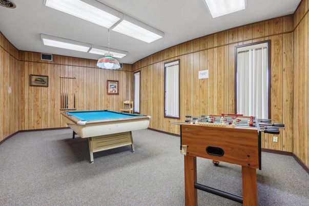 Billiard Table, Game Room, Interior, Wooden Walls