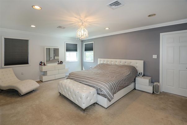 Bedroom, Chandelier, Interior, Recessed Lighting