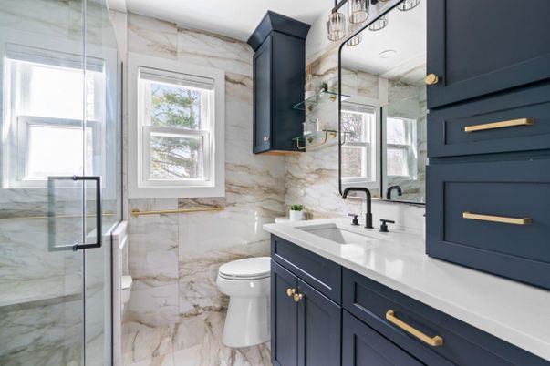 Bathroom, Glass Shower, Interior, Marble, Marble Walls