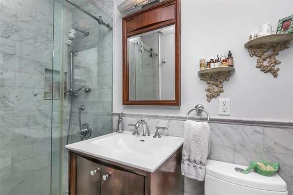 Bathroom, Glass Shower, Interior, Marble Walls