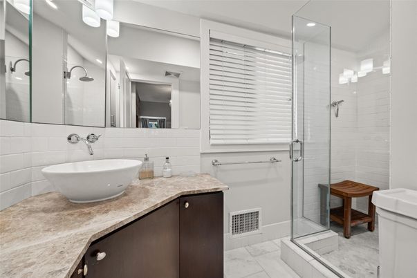 Bathroom, Dual Sink Vanities, Glass Shower, Interior, Marble