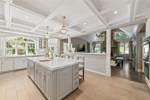 Interior, Kitchen, Pendant Lights, Recessed Lighting, Wood Texture Flooring
