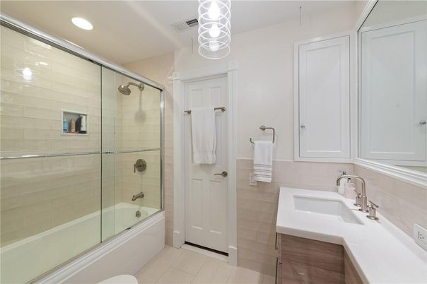 Bathroom, Glass Shower, Interior, Recessed Lighting