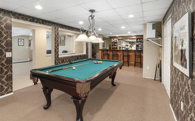 Billiard Table, Game Room, Interior, Pendant Lights, Recessed Lighting