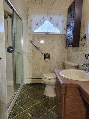 Bathroom, Glass Shower, Interior, Marble Walls