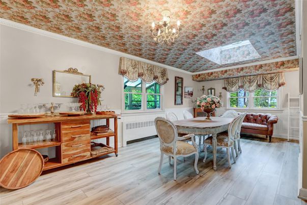 Chandelier, Dining room, Interior, Wood Texture Flooring