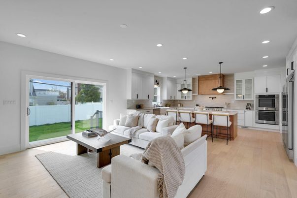 Interior, Kitchen, Living room, Pendant Lights, Recessed Lighting, Stainless Steel Appliances, Wood Texture Flooring
