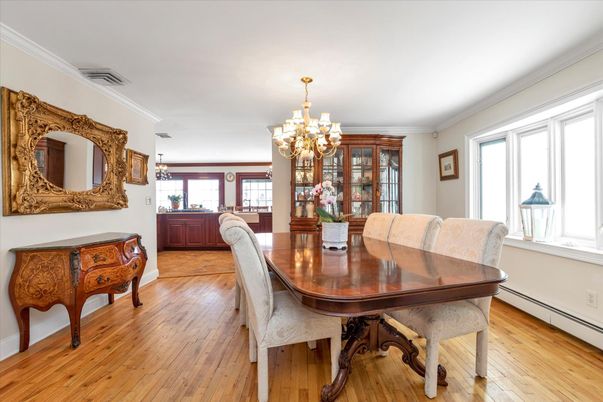 Chandelier, Dining room, Interior, Wood Texture Flooring