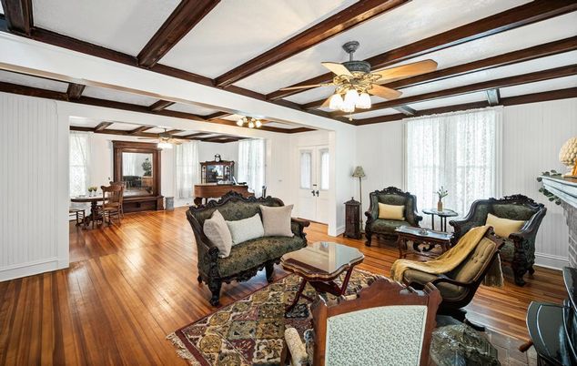 Dining room, Interior, Living room, Wooden Beams, Wood Texture Flooring