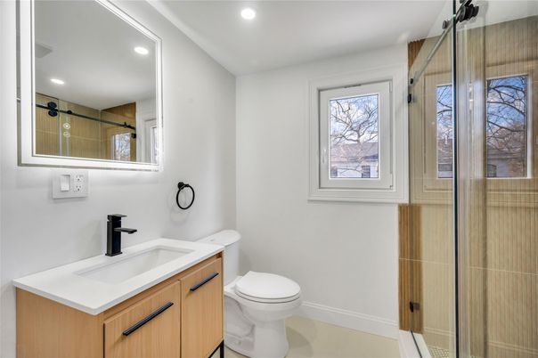 Bathroom, Glass Shower, Interior, Recessed Lighting