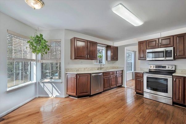 Interior, Kitchen, Stainless Steel Appliances, Wood Texture Flooring