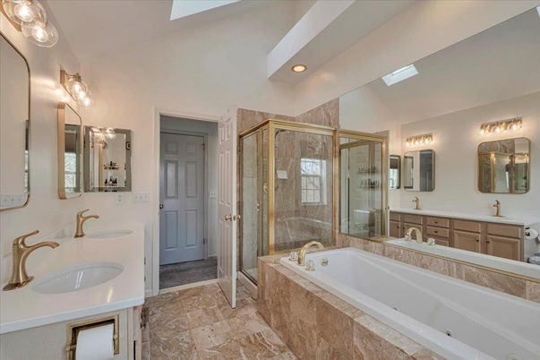 Bathroom, Dual Sink Vanities, Glass Shower, Interior, Recessed Lighting