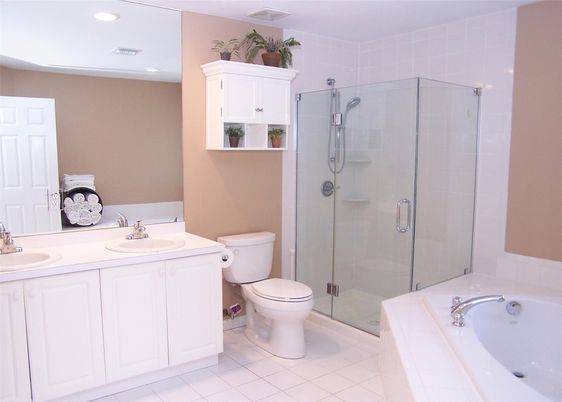 Bathroom, Dual Sink Vanities, Glass Shower, Interior, Recessed Lighting