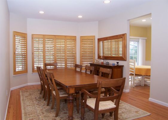 Dining room, Interior, Recessed Lighting, Wood Texture Flooring