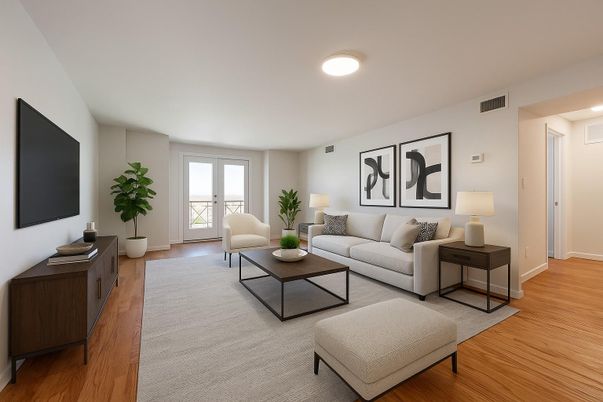 Interior, Living room, Recessed Lighting, Wood Texture Flooring