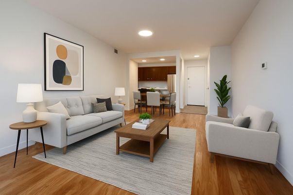 Dining room, Interior, Living room, Recessed Lighting, Wood Texture Flooring
