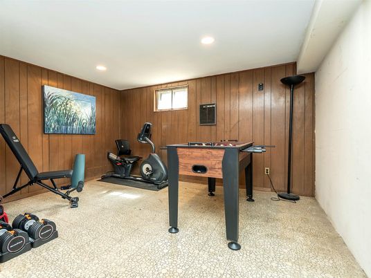 Fitness Equipment, Game Room, Interior, Recessed Lighting, Wooden Walls