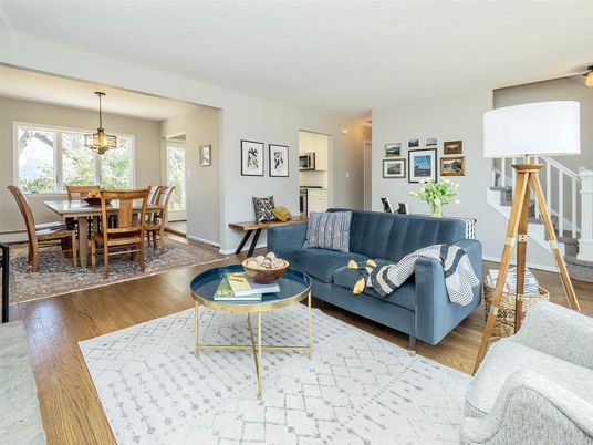 Dining room, Interior, Living room, Pendant Lights, Wood Texture Flooring
