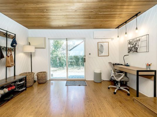 Home Office, Interior, Wooden Ceilings, Wood Texture Flooring