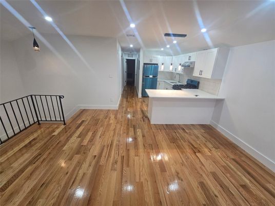 Interior, Kitchen, Pendant Lights, Recessed Lighting, Wood Texture Flooring