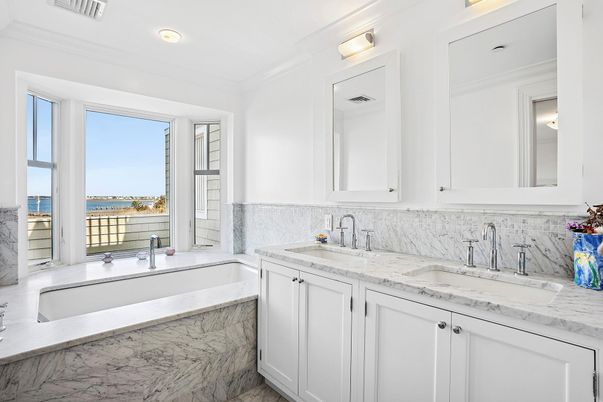 Bathroom, Interior, Marble, Recessed Lighting, Water