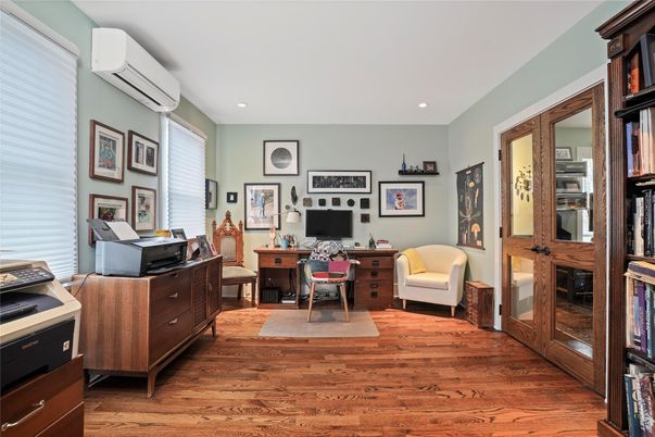 Home Office, Interior, Recessed Lighting, Wood Texture Flooring