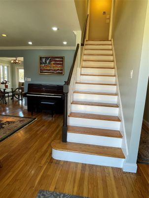 Dining room, Interior, Piano, Recessed Lighting, Wood Texture Flooring