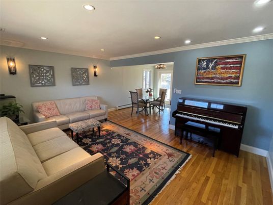 Dining room, Interior, Living room, Piano, Recessed Lighting, Wood Texture Flooring