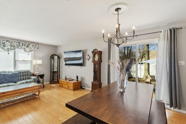 Chandelier, Dining room, Interior, Wood Texture Flooring