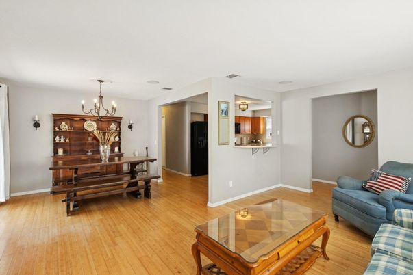 Chandelier, Dining room, Interior, Wood Texture Flooring
