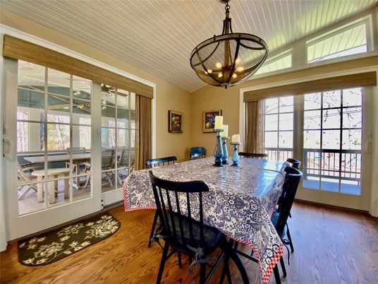 Chandelier, Dining room, Interior, Wood Texture Flooring